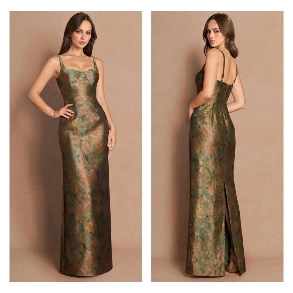 NWT - AZAZIE ATELIER Christy Vintage Teal Sweetheart Formal Custom Gown, Sz 6